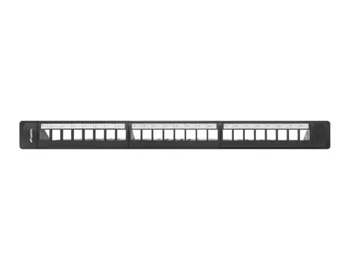 Πάνελ διασύνδεσης, Lanberg patch panel κενό 24 θυρών 1U με οργανωτή για μονάδες keystone, μαύρο - 2