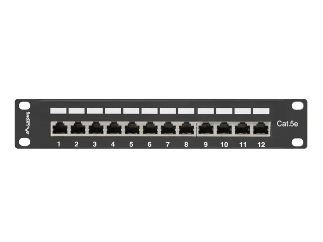 Пач панел, Lanberg patch panel 12port 1U 10" CAT.5E shielded, black - image 1