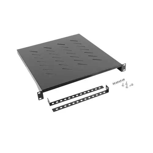 Αξεσουάρ, Lanberg σταθερό ράφι 19" 1U / 483x500mm, μέγιστο φορτίο έως 25kg, μαύρο - 1