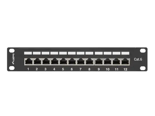 Patch panel, Lanberg patch panel 12 porturi 1U 10" CAT.6 ecranat, negru - 2
