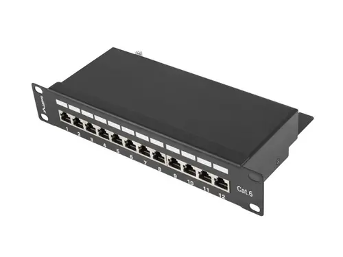 Πάνελ διασύνδεσης, Lanberg patch panel 12 θυρών 1U 10" CAT.6 θωρακισμένο, μαύρο Πάνελ διασύνδεσης, Lanberg patch panel 12 θυρών 1U 10" CAT.6 θωρακισμένο, μαύρο