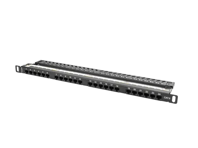 Patch panel, Lanberg patch panel 24 porturi 0.5U CAT.6, negru