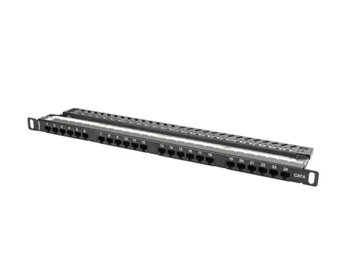 Πάνελ διασύνδεσης, Lanberg patch panel 24 θυρών 0.5U CAT.6, μαύρο - 1