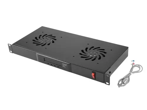 Accesoriu, Lanberg 19" unitate de ventilatoare / panou de ventilație cu lcd 2 ventilatoare + termostat, 230V, negru - 2
