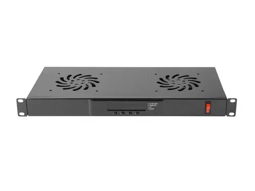 Аксесоар, Lanberg 19" fan unit / ventilation panel with lcd 2 fans + thermostat, 230V, black - image 2