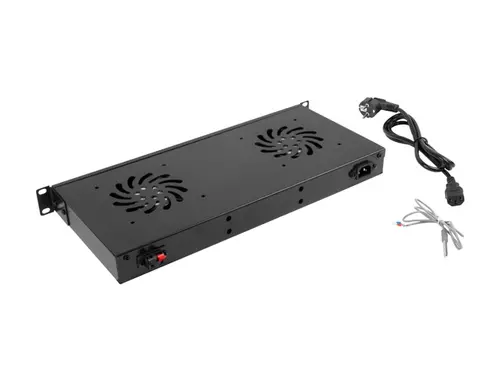 Accesoriu, Lanberg 19" unitate de ventilatoare / panou de ventilație cu lcd 2 ventilatoare + termostat, 230V, negru - 1