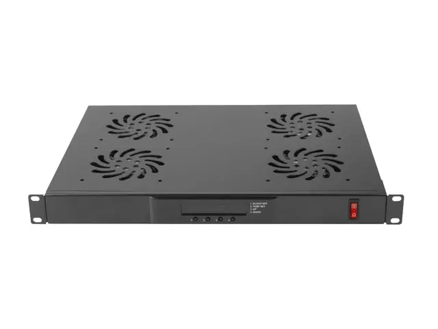 Аксесоар, Lanberg 19" fan unit / ventilation panel with lcd 4 fans + thermostat, 230V, black - image 2
