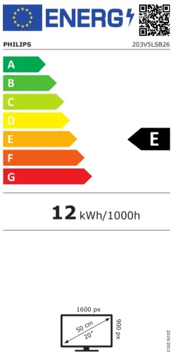 Монитор, Philips 203V5LSB26, 19.5" Wide TN LED, 5 ms, 10M:1 DCR, 200 cd/m2, 1600x900 HD+, Black - image 4