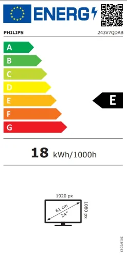 Монитор, Philips 243V7QDAB, 23.8" Ultra Narrow Wide IPS LED, 4 ms, 1000:1, 10M:1 DCR, 250 cd/m2, FHD 1920x1080@75Hz, Flicker-Free, Low Blue, D-Sub, DVI, HDMI, Headphone Out, Speakers, Black - image 3