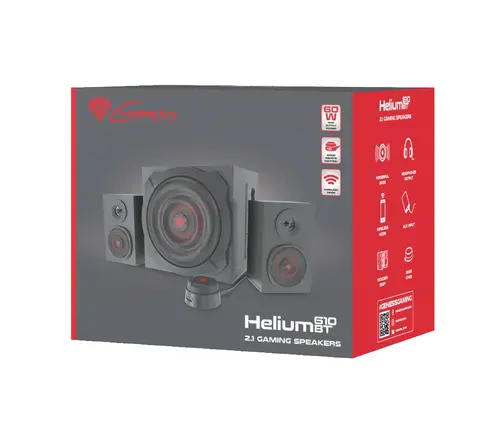Аудио система, Genesis Speakers Helium 610BT 60W Rms 2.1 Black Wired Remote Control - image 5
