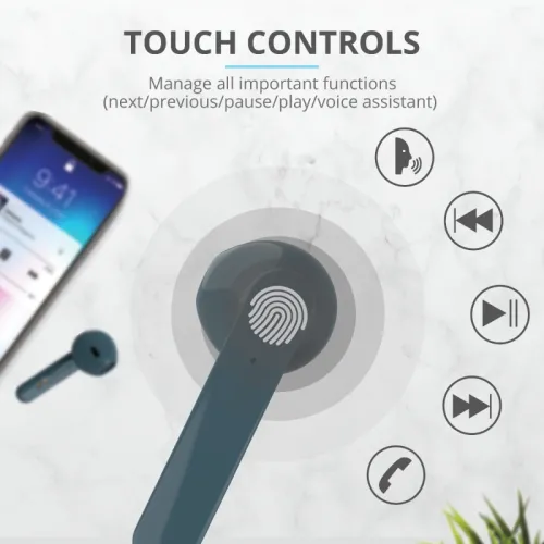 Слушалки, TRUST Primo Touch Bluetooth Earphones Blue - image 9
