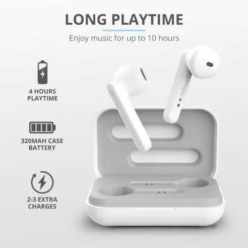 Слушалки, TRUST Primo Touch Bluetooth Earphones White - image 8