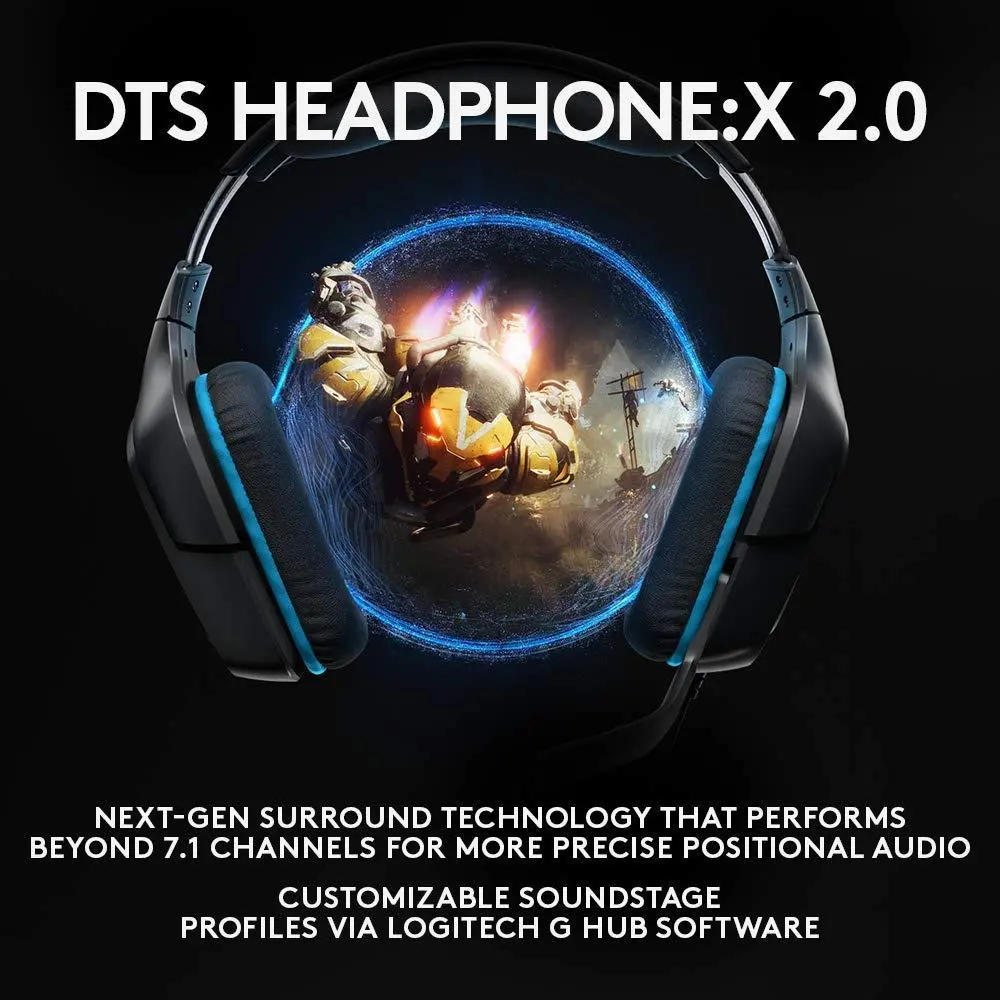 Căști, Logitech G432 Surround, drivere de 50 mm, 7.1 DTS Headphone:X 2.0 Surround, perne din piele, PC, Nintendo Switch, PS4, Xbox One, negru - image 2