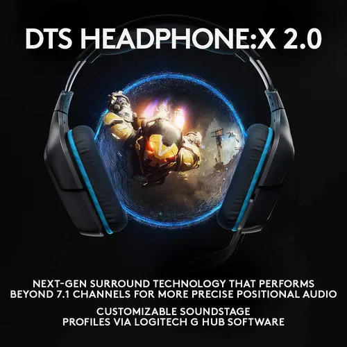 Ακουστικά, Logitech G432 Surround, οδηγοί 50 mm, 7.1 DTS Headphone:X 2.0 Surround, μαξιλαράκια από δέρμα, PC, Nintendo Switch, PS4, Xbox One, μαύρο - 3