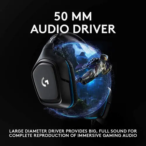 Слушалки, Logitech G432 Surround Headset, 50 mm Drivers, 7.1 DTS Headphone:X 2.0 Surround, Leather Ear Cushions, PC, Nintendo Switch, PS4, Xbox One, Black - image 3