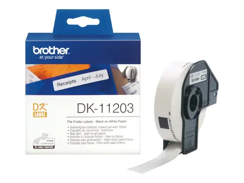 Консуматив, Brother DK-11203 File Folder Labels, 17mm x 87mm, 300 labels per roll, Black on White - image 2