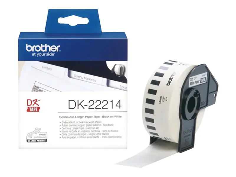Αναλώσιμο, Brother DK-22214 Λευκή συνεχής χάρτινη ταινία 12mm x 30.48m, Μαύρο σε λευκό
