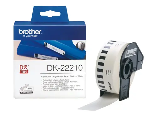 Консуматив, Brother DK-22210 Roll White Continuous Length Paper Tape 29mmx30.48M (Black on White) - image 2