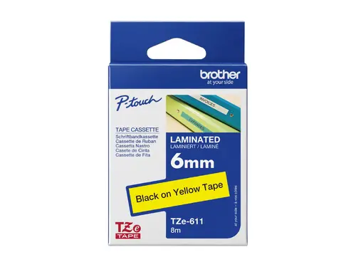 Консуматив, Brother TZe-611 Tape Black on Yellow , Laminated, 6mm - Eco - image 2