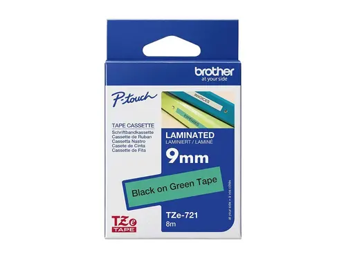 Consumabil, Brother TZe-721 Tape Black on Green, Laminated, 9mm, 8m - Eco - 2