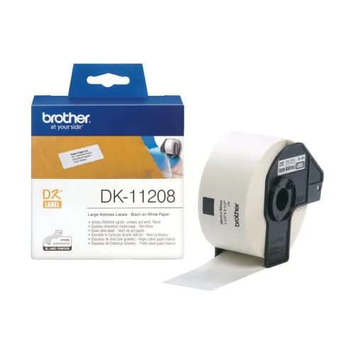 Консуматив, Brother DK-11208 Large Address Paper Labels, 38mmx90mm, 400 labels per roll, (Black on White)