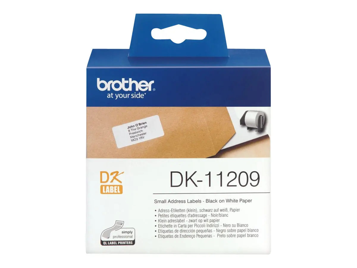 Консуматив, Brother DK-11209 Small Address Paper Labels, 29mmx62mm,  800 labels per roll, (Black on White) - image 2