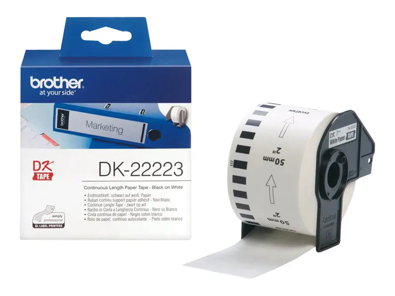 Αναλώσιμο, Brother DK-22223 Λευκή συνεχής χάρτινη ταινία 50mm x 30.48m, Μαύρο σε λευκό - image 1