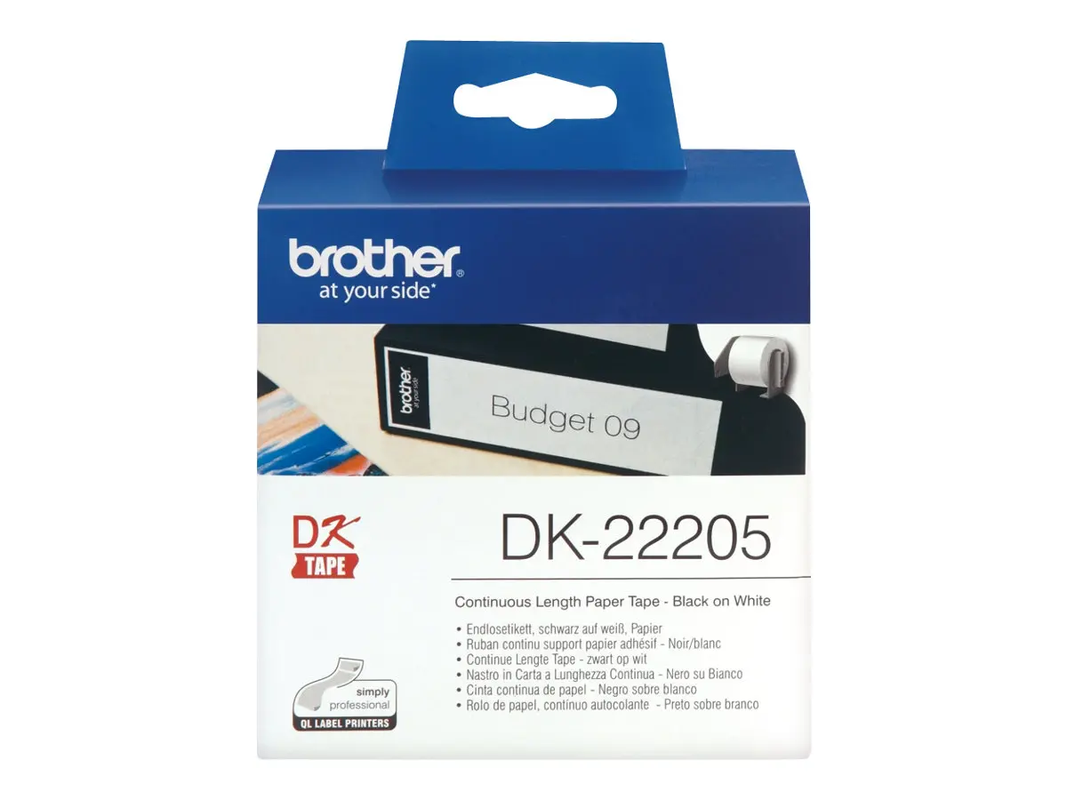 Консуматив, Brother DK-22205 Roll White Continuous Length Paper Tape 62mmx30.48M (Black on White) - image 3