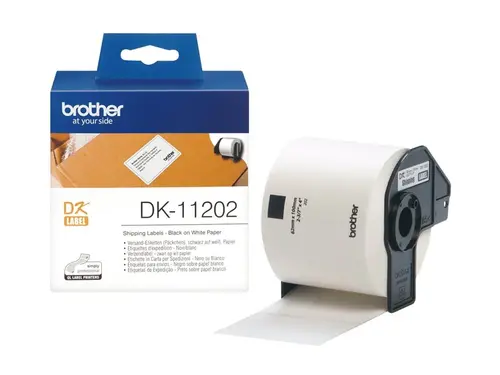Consumabil, Brother DK-11202 Etichete de expediere, 62mmx100mm, 300 etichete pe rolă, Negru pe alb Consumabil, Brother DK-11202 Etichete de expediere, 62mmx100mm, 300 etichete pe rolă, Negru pe alb
