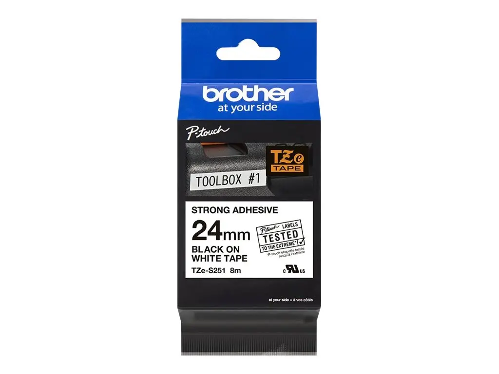 Консуматив, Brother TZe-S251 Tape Black on White, Strong Adhesive, 24mm, 8 m - Eco - image 2