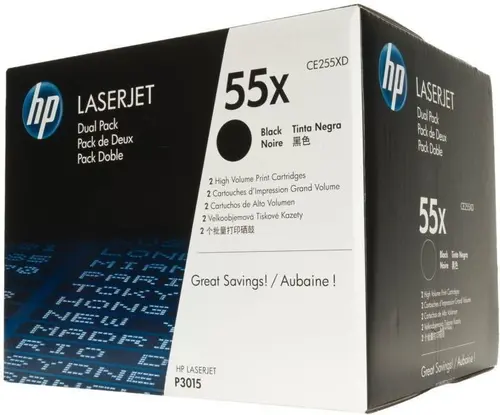 Консуматив, HP 55X Black Dual Pack LaserJet Toner Cartridges