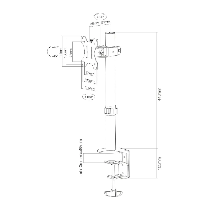 Стойка, Neomounts Flat Screen Desk Mount (clamp/grommet) - image 4