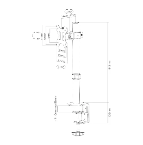 Стойка, Neomounts Flat Screen Desk Mount (clamp/grommet) - image 4