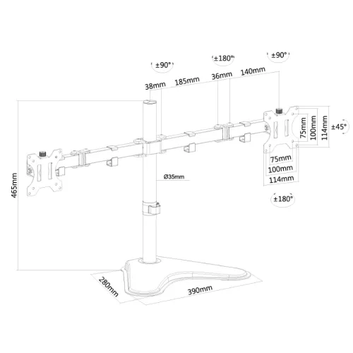 Стойка, Neomounts Flat Screen Desk Mount (stand) for 2 Monitor Screens - image 2