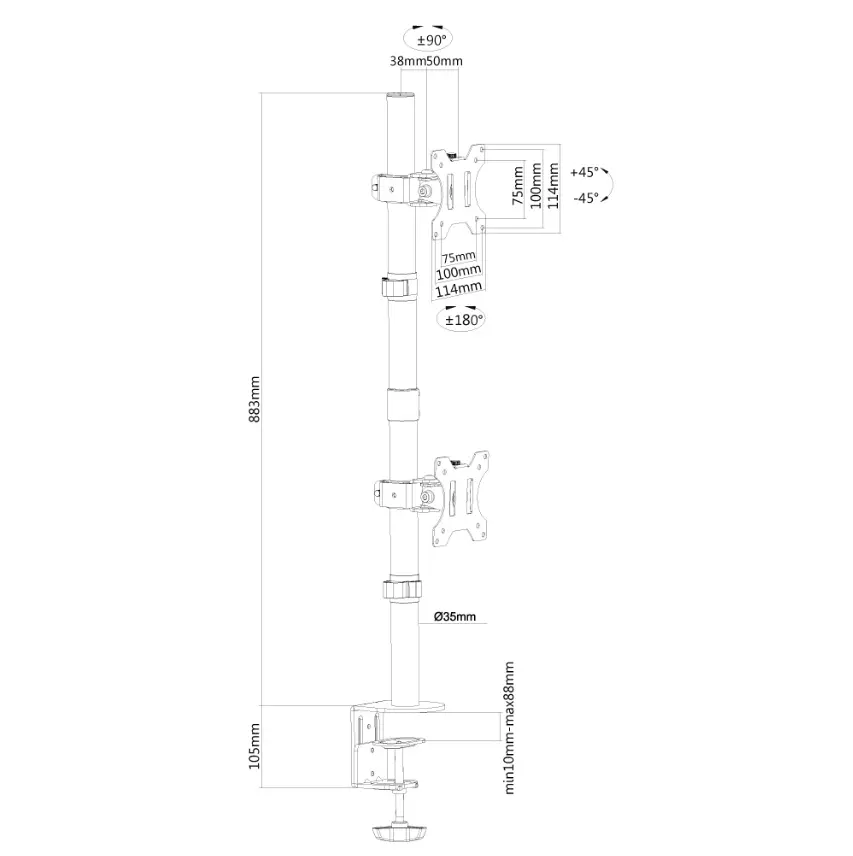 Suport, Neomounts Flat Screen Desk Mount (clamp) pentru 2 monitoare - image 2