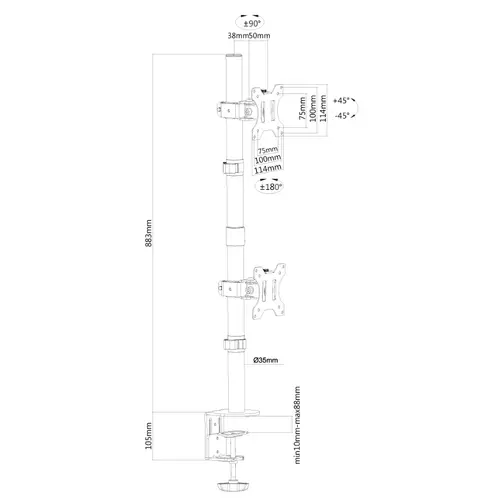Suport, Neomounts Flat Screen Desk Mount (clamp) pentru 2 monitoare - 3