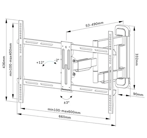 Suport, Neomounts Suport de perete pentru ecran (full motion, 3 pivots, VESA 600x400) - 8