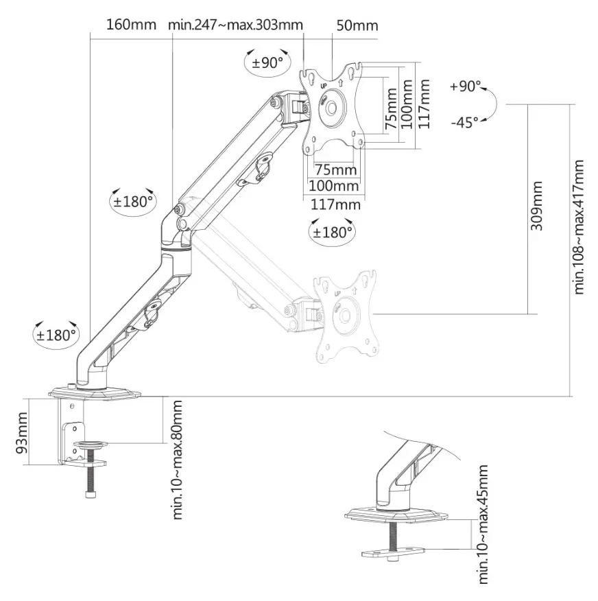 Стойка, Neomounts Flat Screen Desk Mount (stand/grommet) - image 15