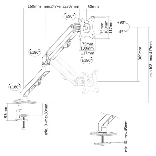 Стойка, Neomounts Flat Screen Desk Mount (stand/grommet) - image 15