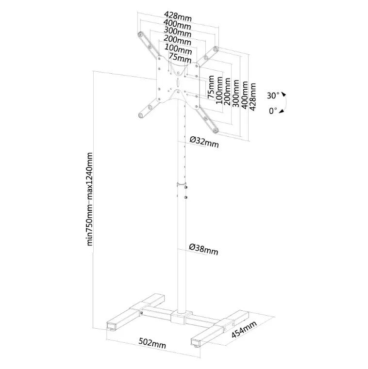 Стойка, Neomounts Flat Screen Floor Stand (height: 75-124 cm) - image 2
