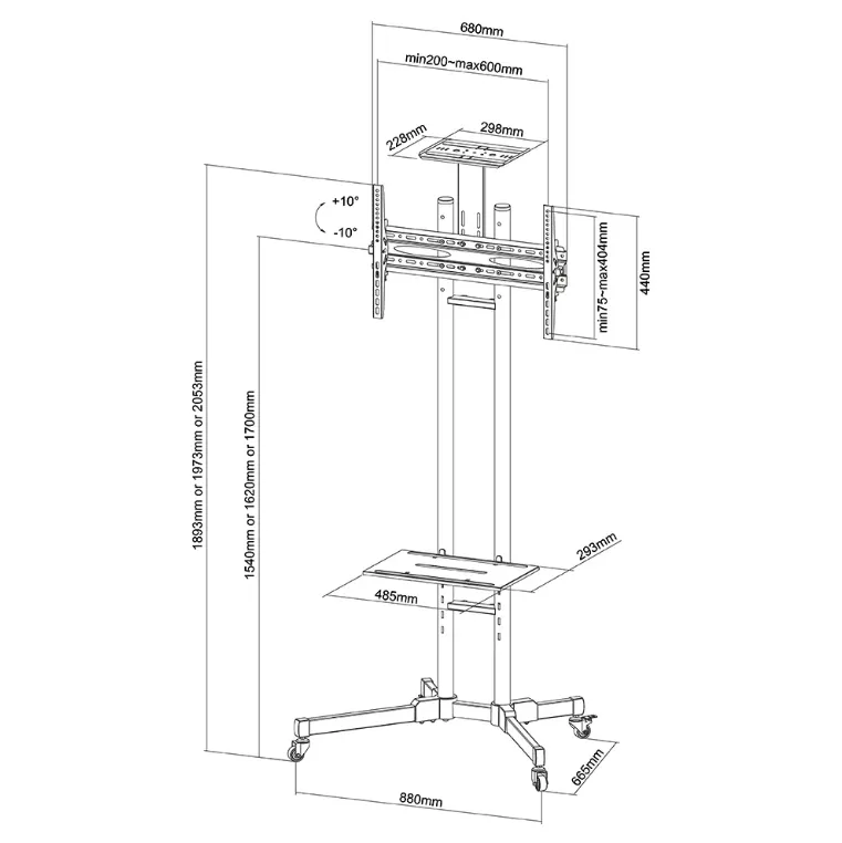 Стойка, Neomounts Mobile Flat Screen Floor Stand (height: 155-170 cm) - image 8