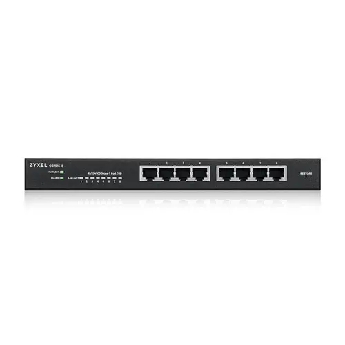 Комутатор, ZyXEL GS1915-8, 8-port GbE Smart hybrid mode Switch, standalone or NebulaFlex Cloud, desktop, fanless - image 1