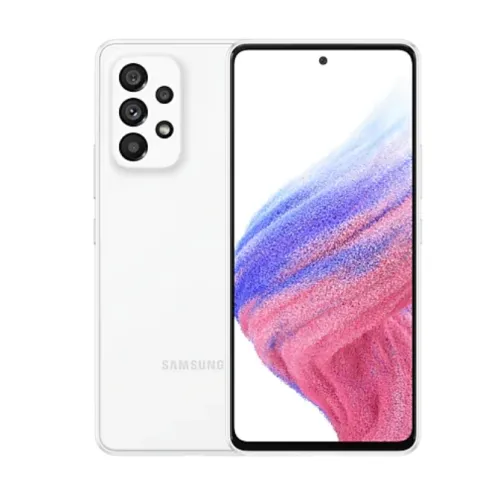 Мобилен телефон, Samsung SM-A536 GALAXY A53 5G 128 GB, Octa-Core (2x2.4 GHz, 6x2.0 GHz), 6 GB RAM, 6.5" 1080x2400 120 Hz Super AMOLED, 64.0 MP + 12.0 MP + 5.0 MP + 5.0 MP + 32.0 MP Selfie, 5000 mAh, Dual SIM, Awesome White