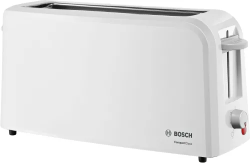 Тостер, Bosch TAT3A001, Plastic toaster CompactClass, 825-980 W, For 1 long or 2 small slices of toast, white/light gray