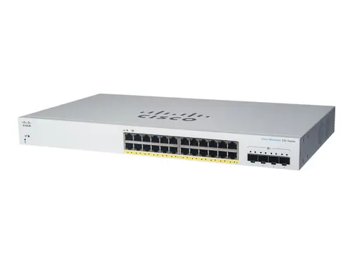 Комутатор, Cisco CBS220 Smart 24-port GE, Full PoE, 4x1G SFP