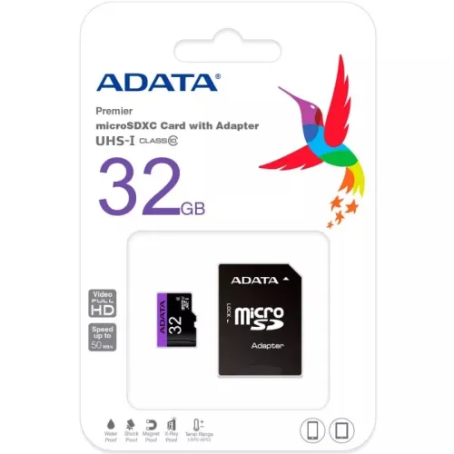 Памет, ADATA 32GB MicroSDHC UHS-I CLASS 10 (with adapter) - image 1