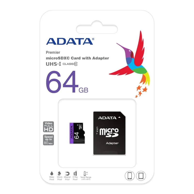 Памет, ADATA 64GB MicroSDXC UHS-I CLASS 10 (with adapter) - image 1