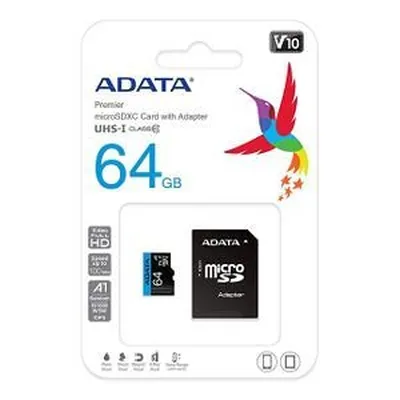 Памет, ADATA 64GB MicroSDXC UHS-I CLASS 10 (with adapter) - image 1