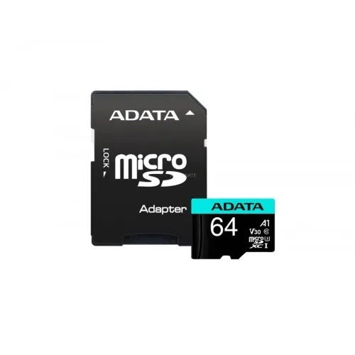 Памет, Adata 64GB MicroSDXC UHS-I U3 V30S A2 (1 adapter)