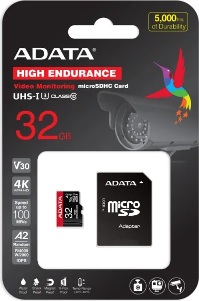 Памет, Adata 32GB MicroSDHC UHS-I U3 V30S(R100MB/s) HIGH (1 adapter) - image 1